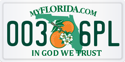 FL license plate 0036PL