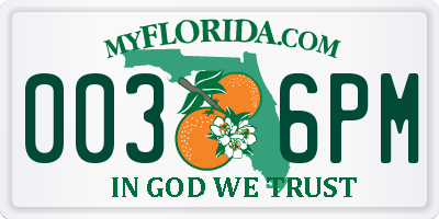 FL license plate 0036PM