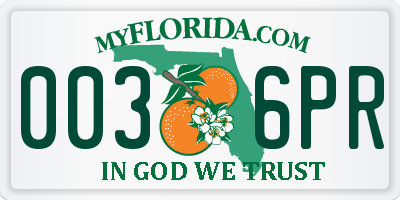FL license plate 0036PR