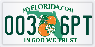 FL license plate 0036PT