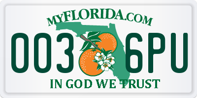 FL license plate 0036PU