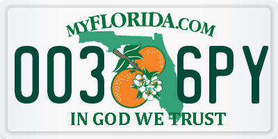 FL license plate 0036PY