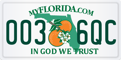 FL license plate 0036QC