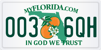 FL license plate 0036QH