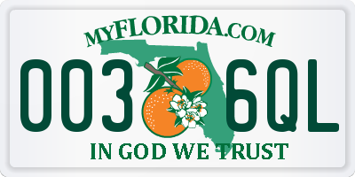 FL license plate 0036QL