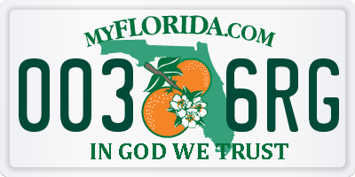 FL license plate 0036RG