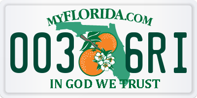 FL license plate 0036RI