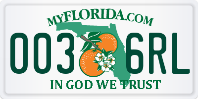FL license plate 0036RL