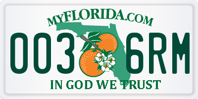FL license plate 0036RM