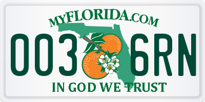 FL license plate 0036RN