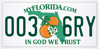 FL license plate 0036RY