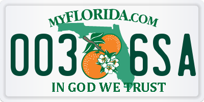 FL license plate 0036SA