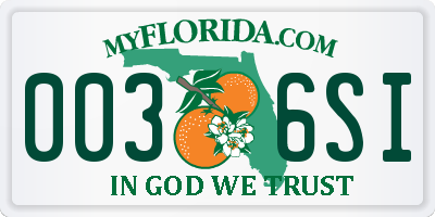 FL license plate 0036SI