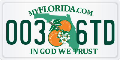 FL license plate 0036TD