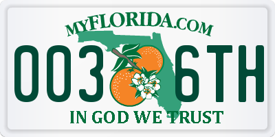 FL license plate 0036TH