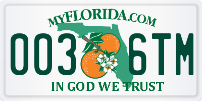 FL license plate 0036TM