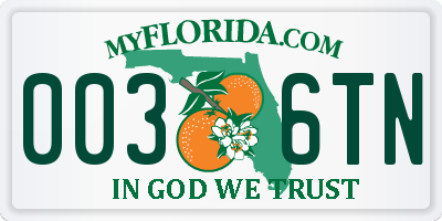 FL license plate 0036TN