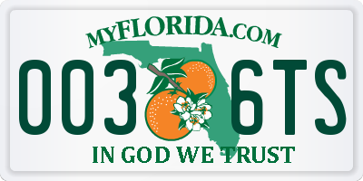 FL license plate 0036TS