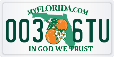FL license plate 0036TU