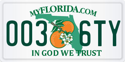 FL license plate 0036TY