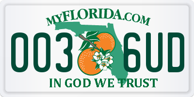 FL license plate 0036UD