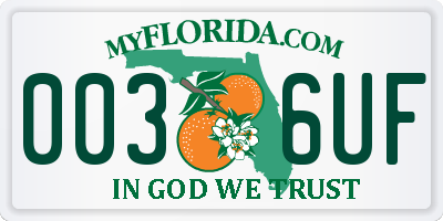 FL license plate 0036UF