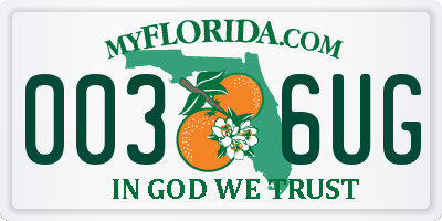 FL license plate 0036UG