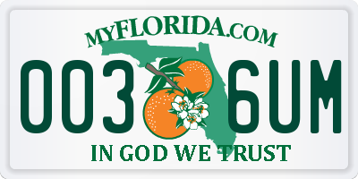 FL license plate 0036UM