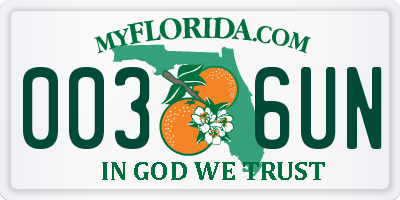 FL license plate 0036UN