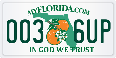 FL license plate 0036UP
