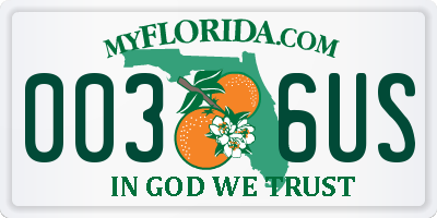 FL license plate 0036US