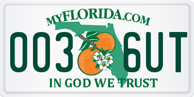 FL license plate 0036UT