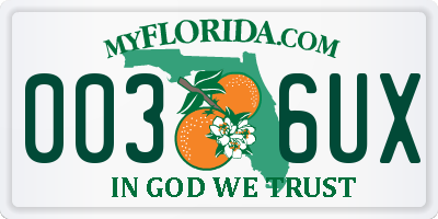 FL license plate 0036UX
