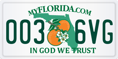 FL license plate 0036VG