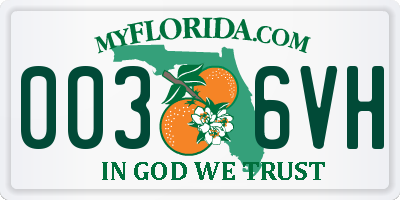 FL license plate 0036VH