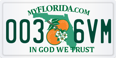 FL license plate 0036VM