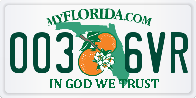 FL license plate 0036VR