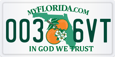 FL license plate 0036VT