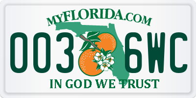 FL license plate 0036WC