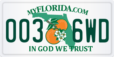 FL license plate 0036WD