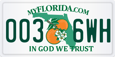 FL license plate 0036WH