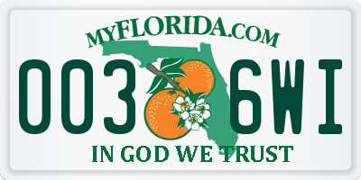 FL license plate 0036WI