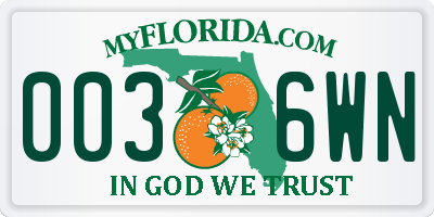 FL license plate 0036WN