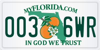 FL license plate 0036WR