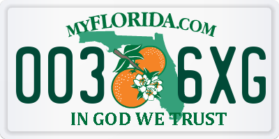 FL license plate 0036XG