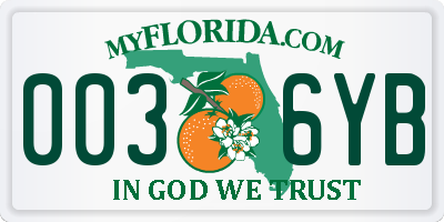 FL license plate 0036YB