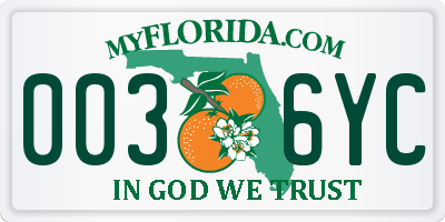 FL license plate 0036YC