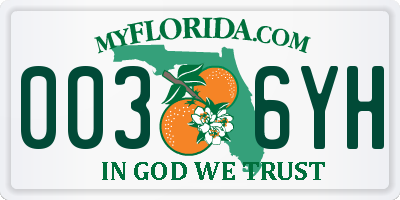 FL license plate 0036YH