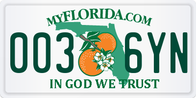 FL license plate 0036YN
