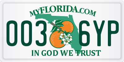 FL license plate 0036YP